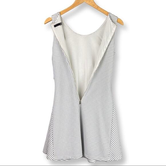 Sleeveless Skater Mini Dress Textured Check Print Blue White Spring Summer Small - Picture 6 of 9